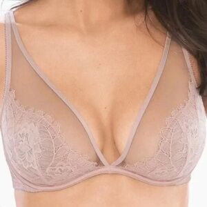 Soma Breathtaking Unlined Plunge Underwire Bra Blush Rose NWT 36 A